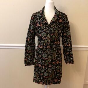 Vintage Johnny Was Black Coat with Floral Embroidery Size Medium EUC